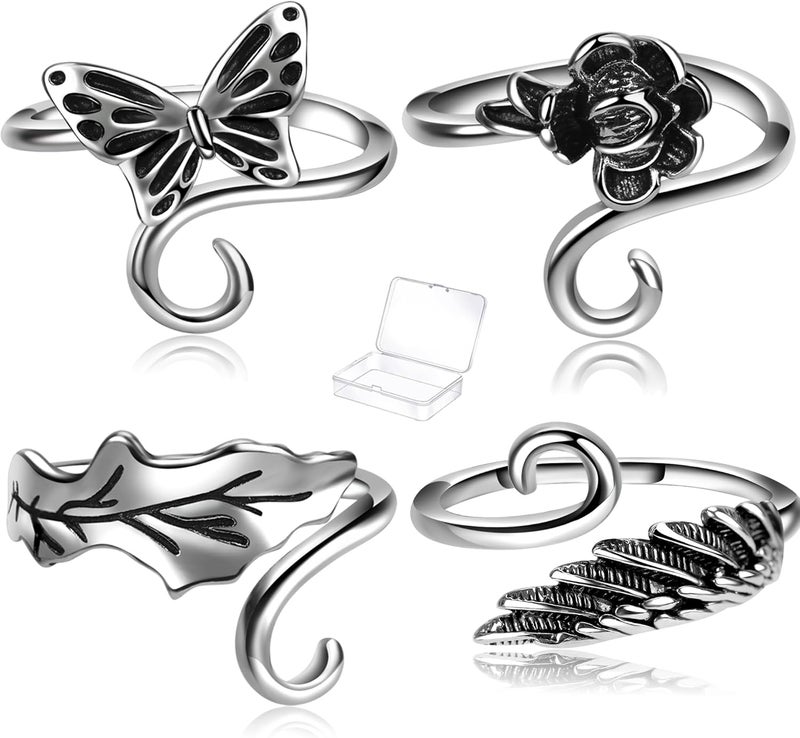 Hotlea Store 4 Pieces Crochet Ring for Finger Adjustable Yarn Tension Rings for Crocheting Yarn Guide Knitting Rings Crochet Tools - Image 1